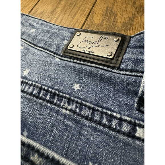 Earl Jeans Cutoff Shorts Star Pattern Womens 18W Mid Wash Summer Vacation - Picture 2 of 4